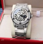 Replica Hublot Tourbillon Big Bang Watch Silver Diamond-set Skeleton Dial